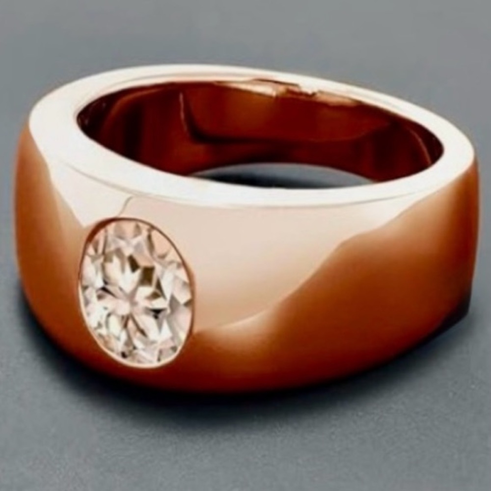 One Carat Peach Morganite Rose Gold Ring - Picture 5 of 7